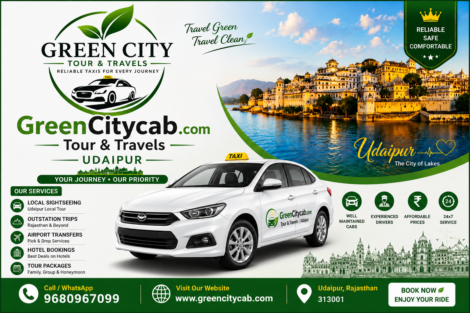 Taxi Service provides reliable and affordable taxi services in Udaipur for local sightseeing, airport pickup and drop, o